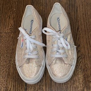 Gold superga sneakers